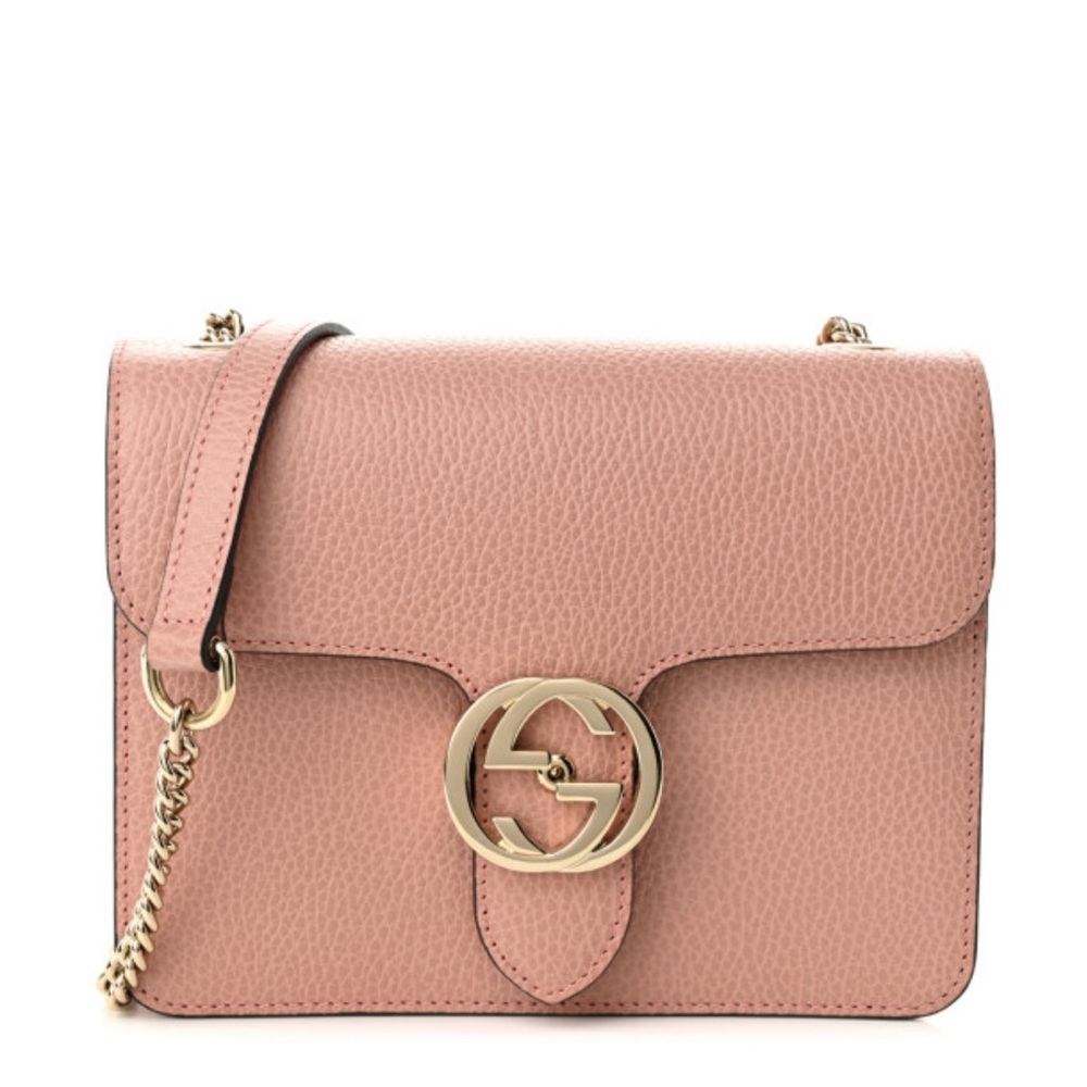 Gucci Dollar Calfskin Small Interlocking G Shoulder Bag Soft Pink
